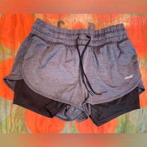 Avia Athletic Shorts With Lining Gray Black Running Gear Women’s Sz Small 4-6